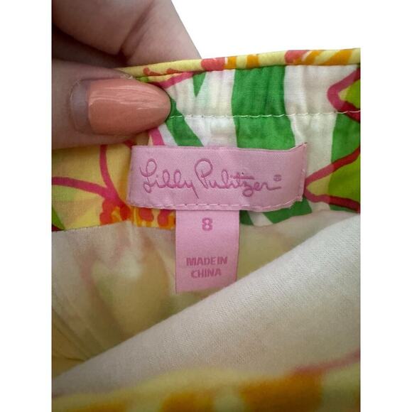 Lilly Pulitzer Wyatt Classic Dress Strapless Floral Fit And Flare Yellow Size 8 - Picture 10 of 12